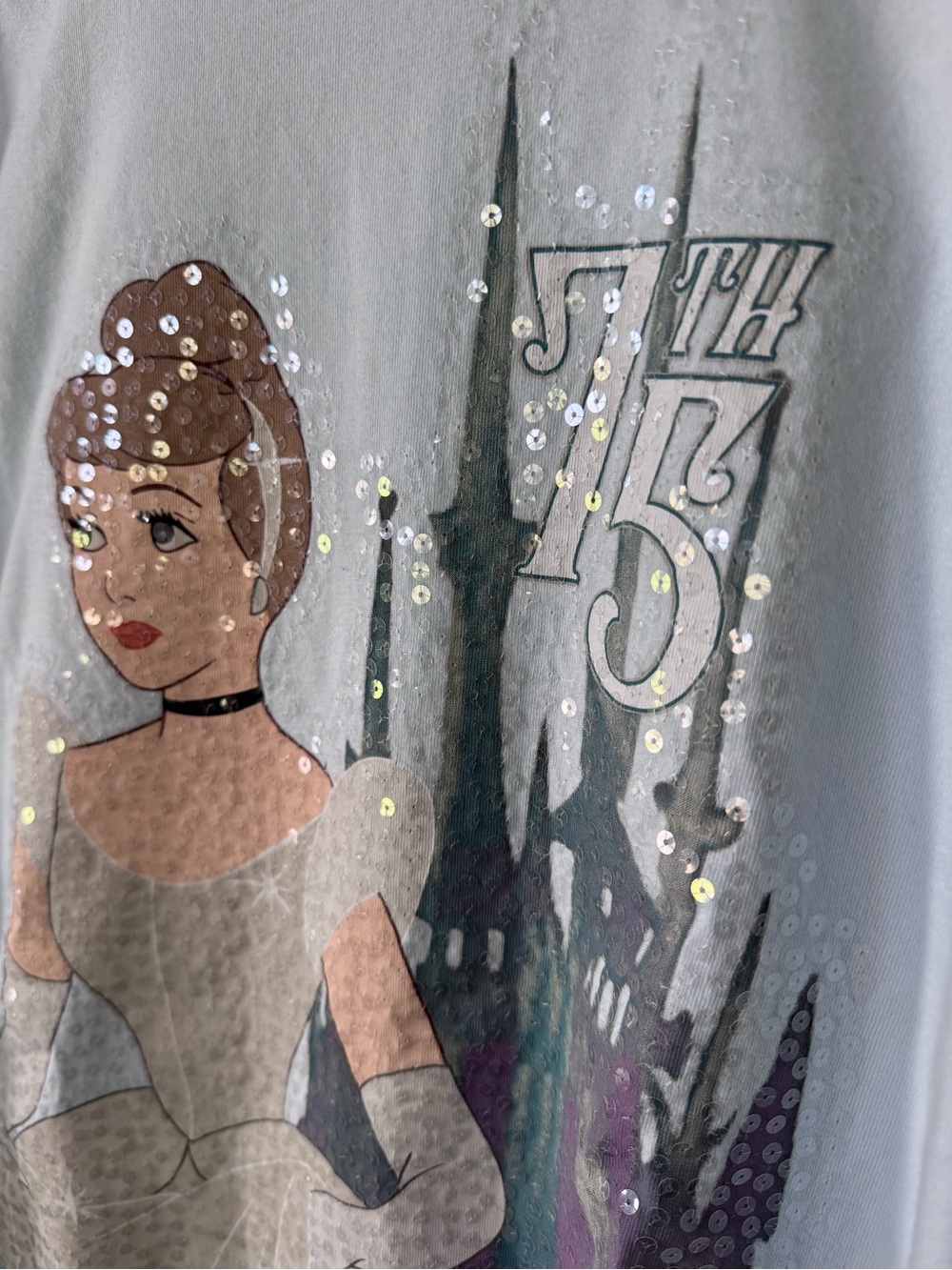 Disney Light Blue Cinderella Sequin 75th Anniversary Spirit Jersey XXL